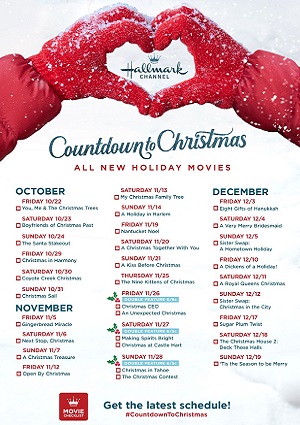 Countdown to Christmas on Hallmark Channel USA begins TONIGHT October 22nd