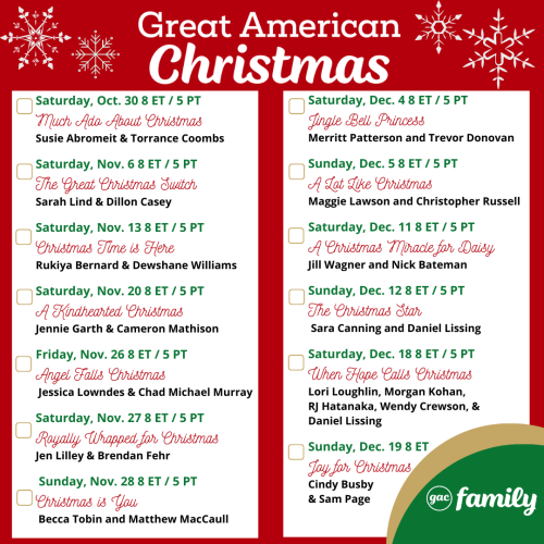 2021 GAC Family Great American Christmas - Holiday TV Schedule Archives