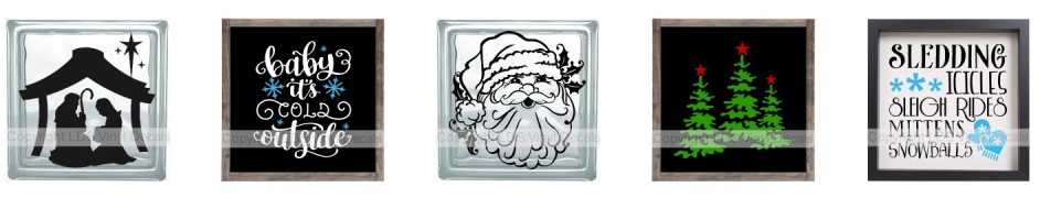 Christmas Decals for Glass Blocks and Shadow Boxes